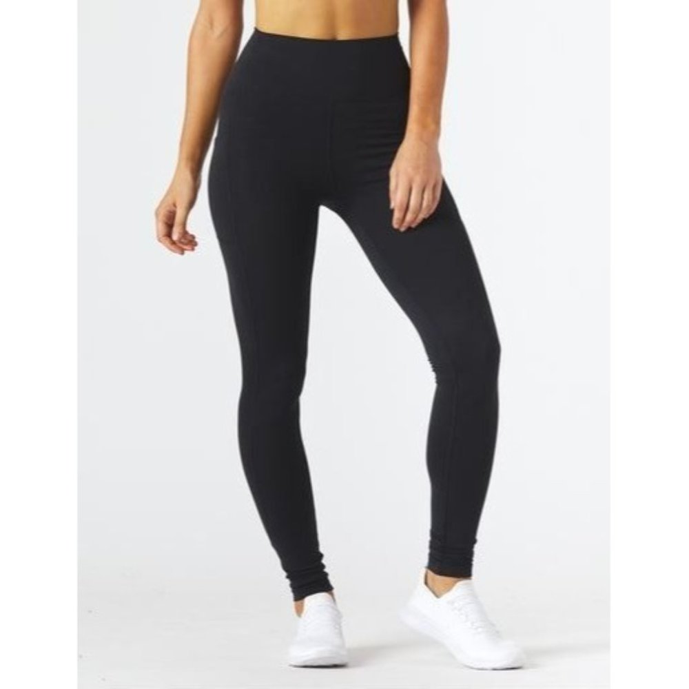 Glyder Women's Black Polyester/Spandex High Rise Taper Legging Size S 1289